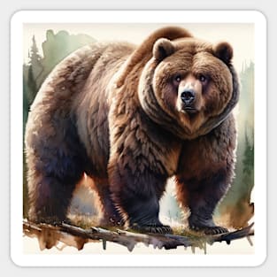 Wilderness Whisper: Majestic Grizzly Bear Watercolor Sticker